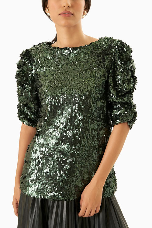 Green Sequin Top