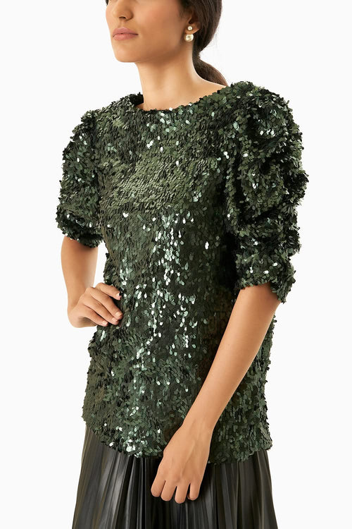 Green Sequin Top