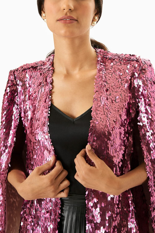 Pink Statement Sequin Cape