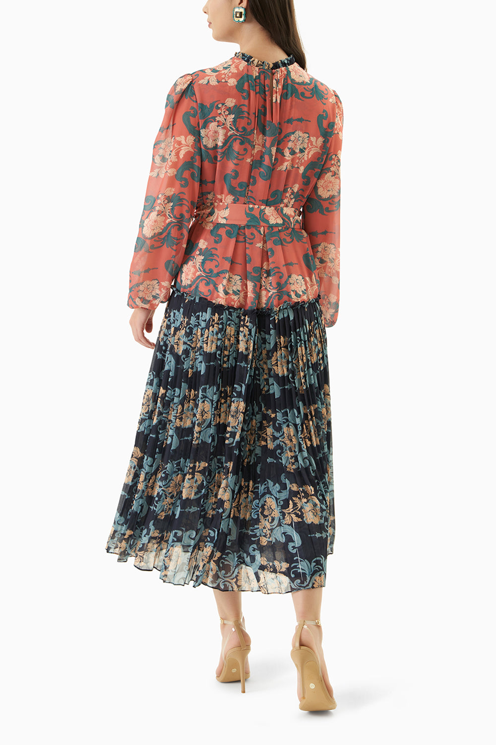 Double Printed Pleated Dress