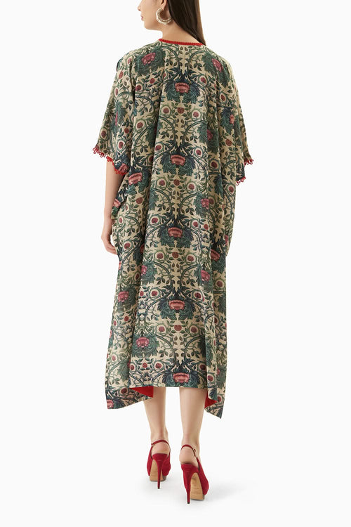 Printed Lotus Motif Kaftan